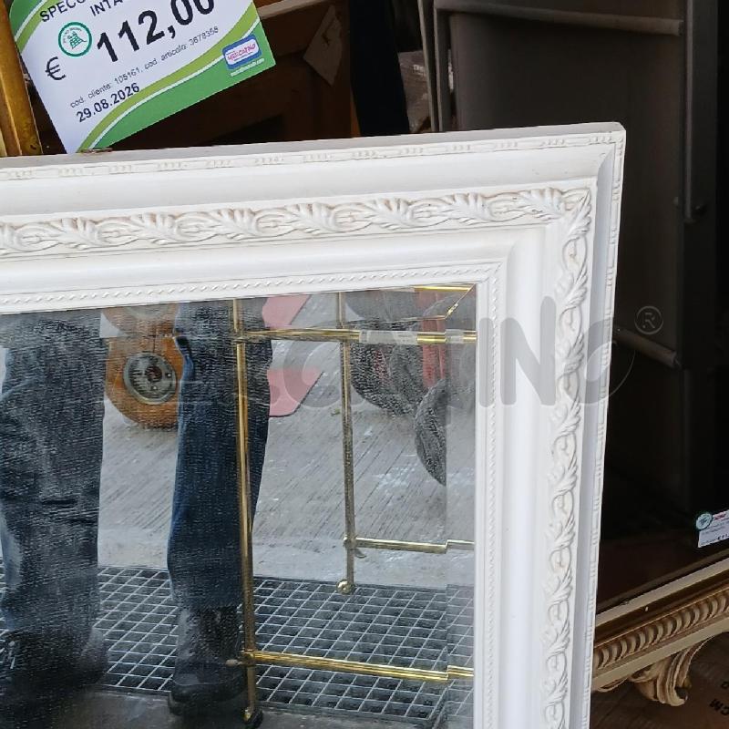 SPECCHIO BIANCO RETTANGOLARE  DECORATO | Mercatino dell'Usato Roma garbatella 2