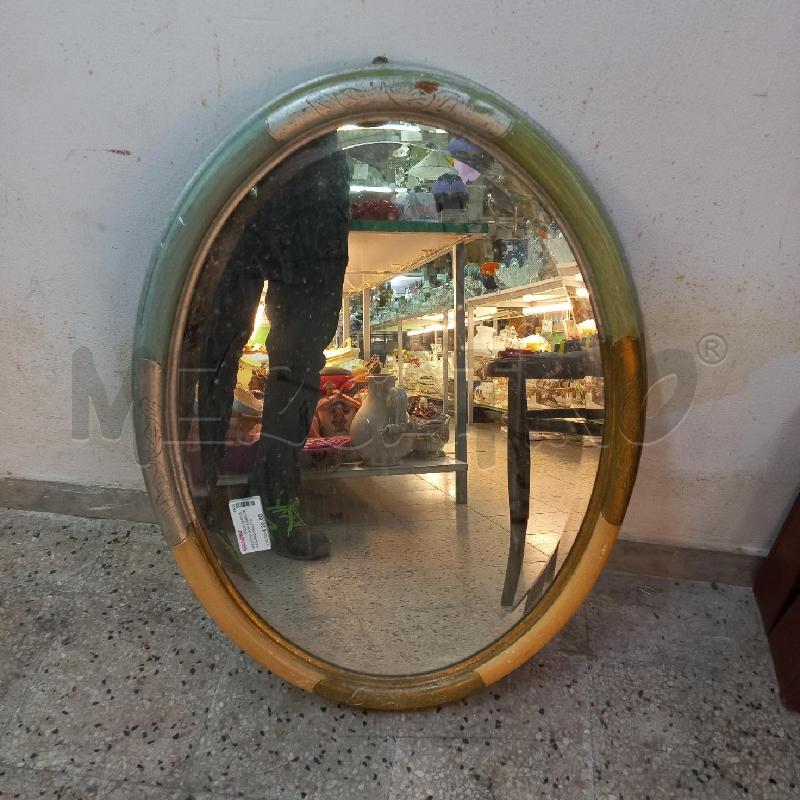 SPECCHIO OVALE DORATO AZZURRO MOLATO  | Mercatino dell'Usato Roma garbatella 1
