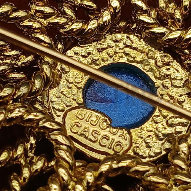 SPILLA CASCIO DORATA PIETRA BLU  | Mercatino dell'Usato Roma garbatella 3