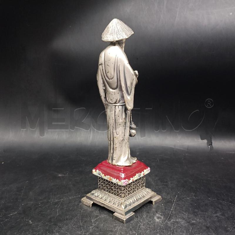 STATUINA METALLO ORIENTALE UOMO GALLINE | Mercatino dell'Usato Roma garbatella 3