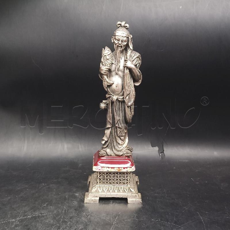 STATUINA ORIENTALE METALLO PESCATORE | Mercatino dell'Usato Roma garbatella 1