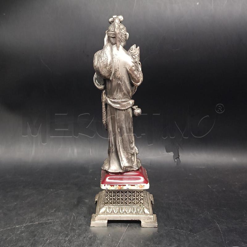 STATUINA ORIENTALE METALLO PESCATORE | Mercatino dell'Usato Roma garbatella 3