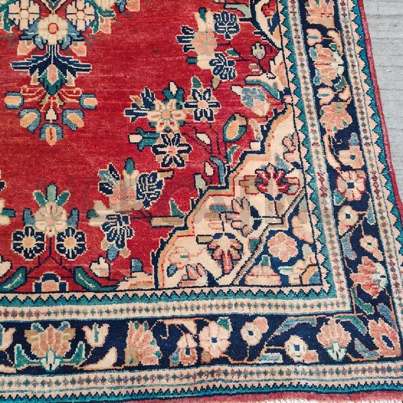 TAPPETO ROSSO CORNICE BEIGE FIORI BLU  | Mercatino dell'Usato Roma garbatella 3