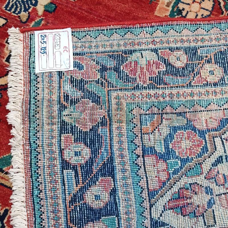 TAPPETO ROSSO CORNICE BEIGE FIORI BLU  | Mercatino dell'Usato Roma garbatella 4