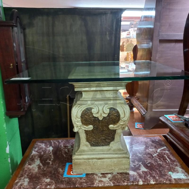 TAVOLINO SALOTTO BASE CEMENTO PIANO CRISTALLO | Mercatino dell'Usato Roma garbatella 1