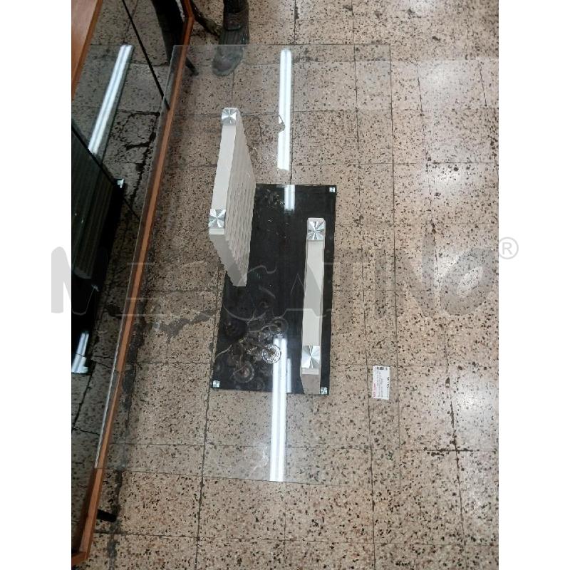 TAVOLINO SALOTTO RETTAN CRISTALLO BASE NERA/BIANCA | Mercatino dell'Usato Roma garbatella 3