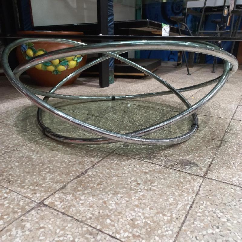 TAVOLINO TONDO BASSO CROMO VETRO FUMÈ | Mercatino dell'Usato Roma garbatella 3