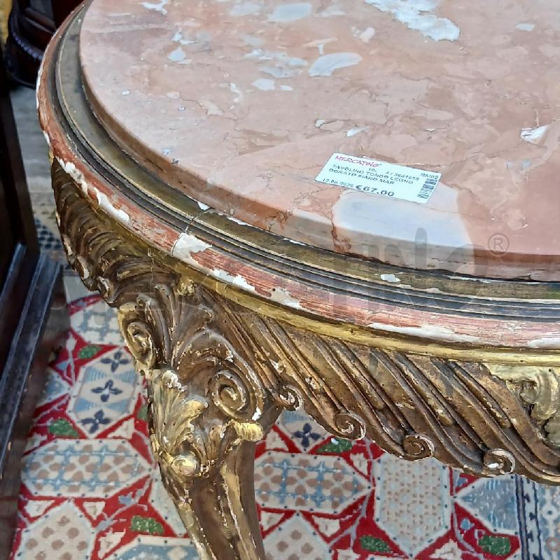 TAVOLINO TONDO LEGNO DORATO PIANO MARMO | Mercatino dell'Usato Roma garbatella 2