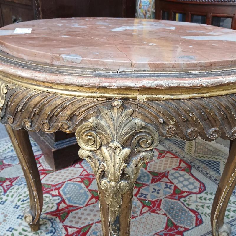 TAVOLINO TONDO LEGNO DORATO PIANO MARMO | Mercatino dell'Usato Roma garbatella 4