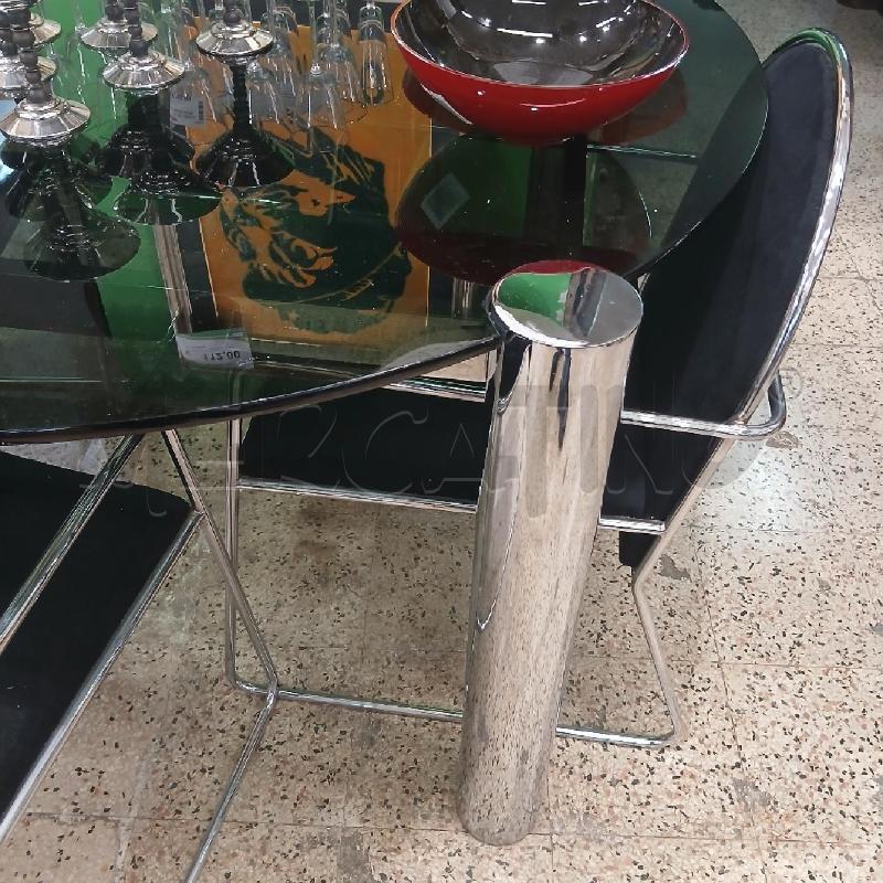 TAVOLO TONDO CROMATO VETRO TONE + 4 SEDIE CROMATE  | Mercatino dell'Usato Roma garbatella 2