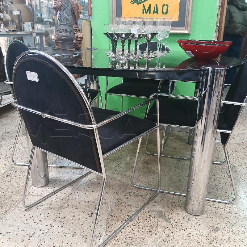 TAVOLO TONDO CROMATO VETRO TONE + 4 SEDIE CROMATE  | Mercatino dell'Usato Roma garbatella 4
