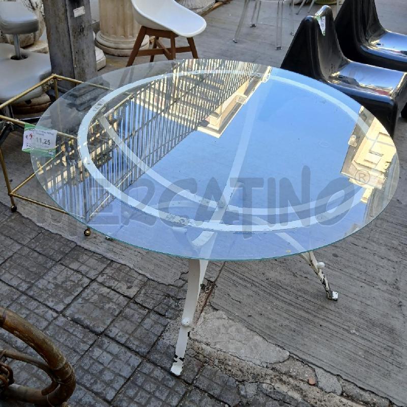 TAVOLO TONDO PIANO VETRO BASE FERRO | Mercatino dell'Usato Roma garbatella 1