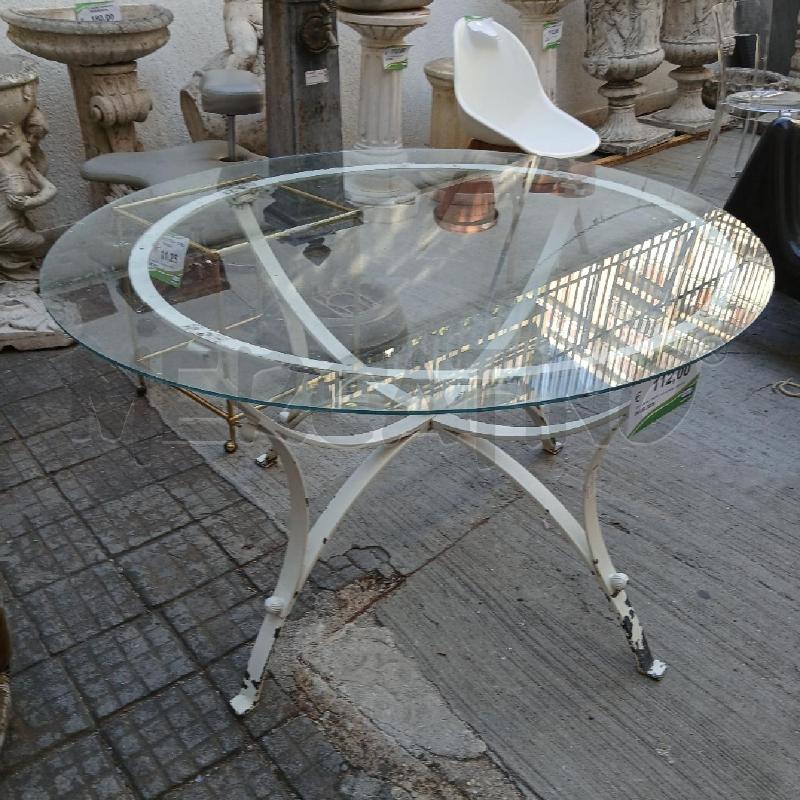 TAVOLO TONDO PIANO VETRO BASE FERRO | Mercatino dell'Usato Roma garbatella 3