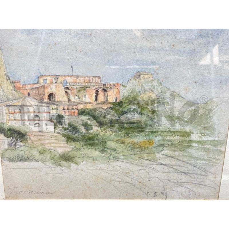 TECNICA MISTA VEDUTA ANNI 80 TAORMINA | Mercatino dell'Usato Roma garbatella 2