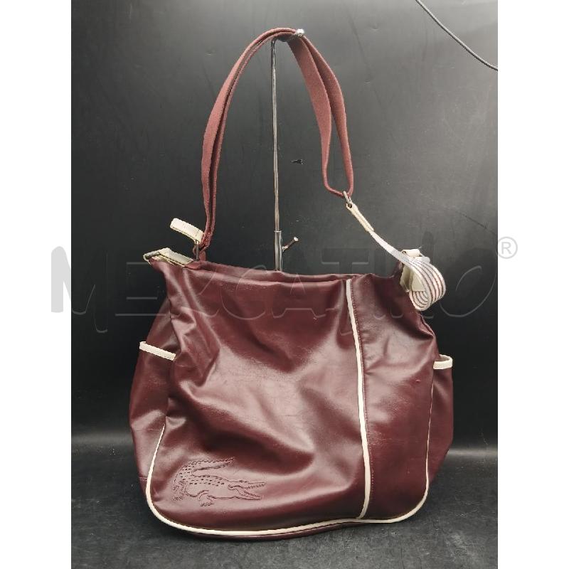 TRACOLLA DONNA PELLE LACOSTE BORDEAUX | Mercatino dell'Usato Roma garbatella 1