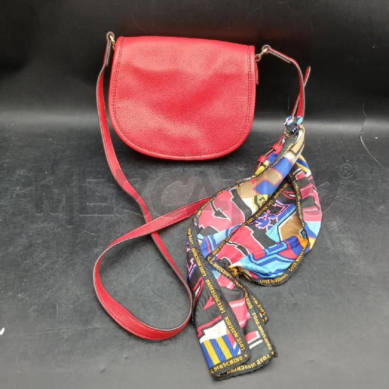 TRACOLLA LOVE MOSCHINO ROSSO LOGO DORATO + FOULARD | Mercatino dell'Usato Roma garbatella 2