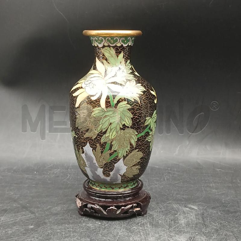 VASETTO CLOISONNE F NERO FIORI | Mercatino dell'Usato Roma garbatella 1