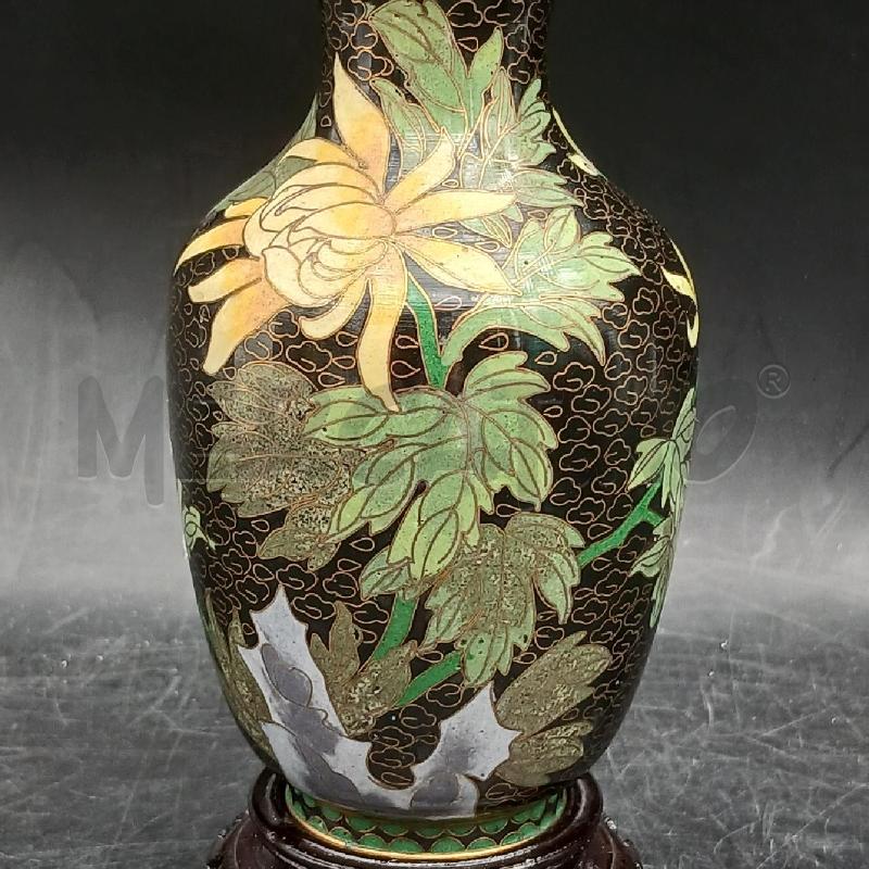 VASETTO CLOISONNE F NERO FIORI | Mercatino dell'Usato Roma garbatella 2