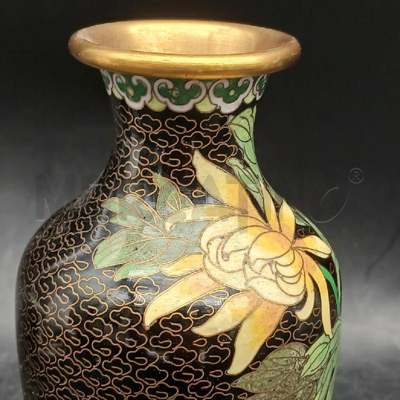 VASETTO CLOISONNE F NERO FIORI | Mercatino dell'Usato Roma garbatella 4