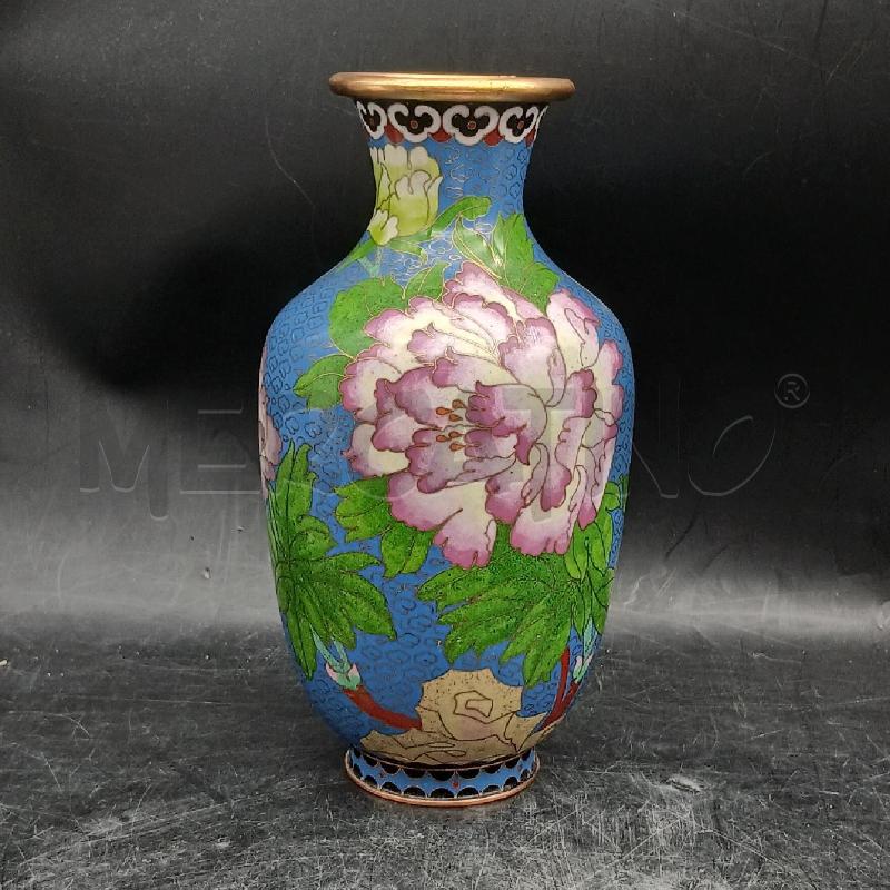 VASO CLOISONNE F BLU FIORI | Mercatino dell'Usato Roma garbatella 1