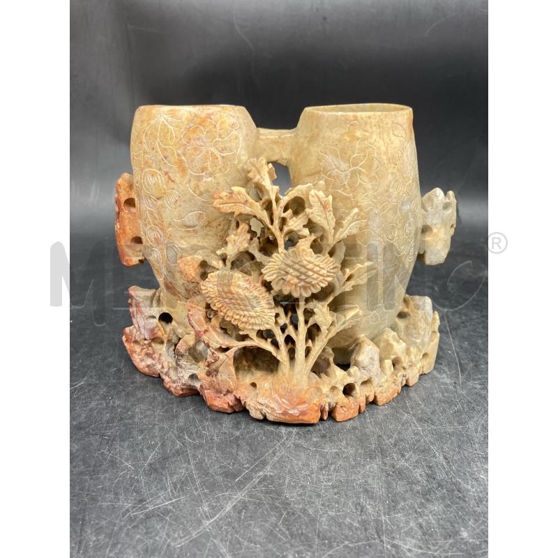 VASO PIETRA DOPPIO FIORI RILIEVO | Mercatino dell'Usato Roma garbatella 1