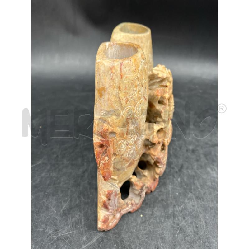 VASO PIETRA DOPPIO FIORI RILIEVO | Mercatino dell'Usato Roma garbatella 3