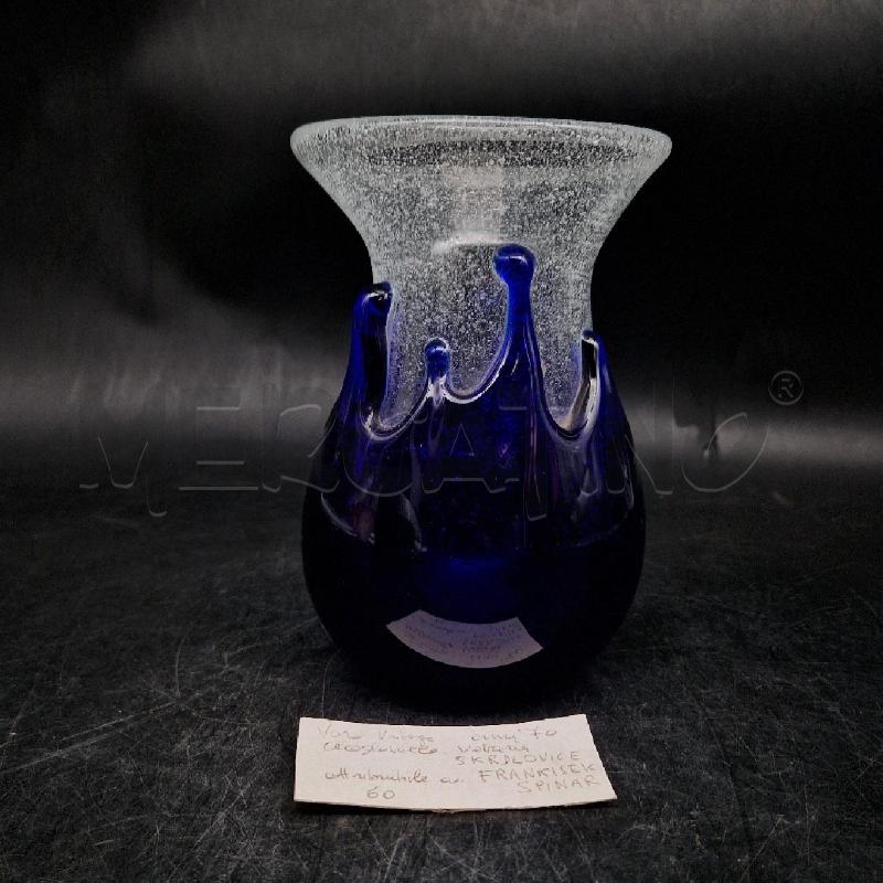 VASO VETRO BLU CECOSLOVLACCO | Mercatino dell'Usato Roma garbatella 1