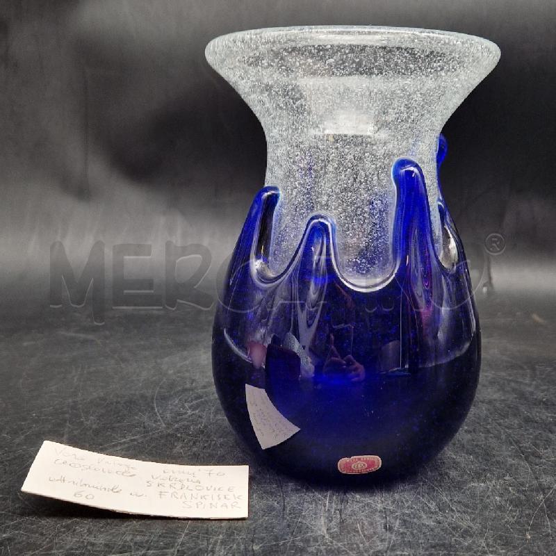VASO VETRO BLU CECOSLOVLACCO | Mercatino dell'Usato Roma garbatella 3