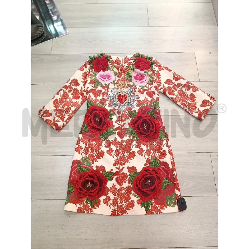 VESTITO DONNA BEIGE ROSSO FIORI BOTTONI GIOIELLO  | Mercatino dell'Usato Roma garbatella 1