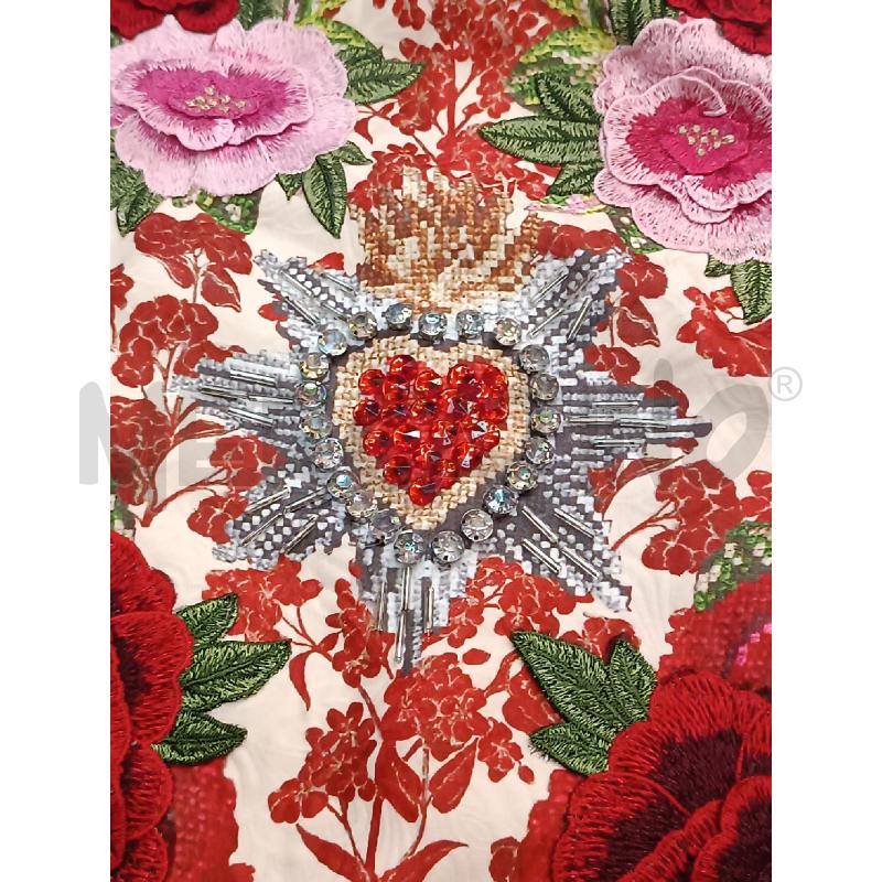 VESTITO DONNA BEIGE ROSSO FIORI BOTTONI GIOIELLO  | Mercatino dell'Usato Roma garbatella 2