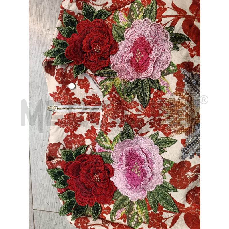 VESTITO DONNA BEIGE ROSSO FIORI BOTTONI GIOIELLO  | Mercatino dell'Usato Roma garbatella 5