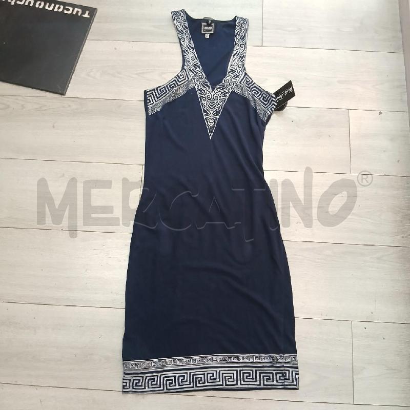 VESTITO DONNA VERSACE BLU SC/FANT GRIGIO | Mercatino dell'Usato Roma garbatella 1
