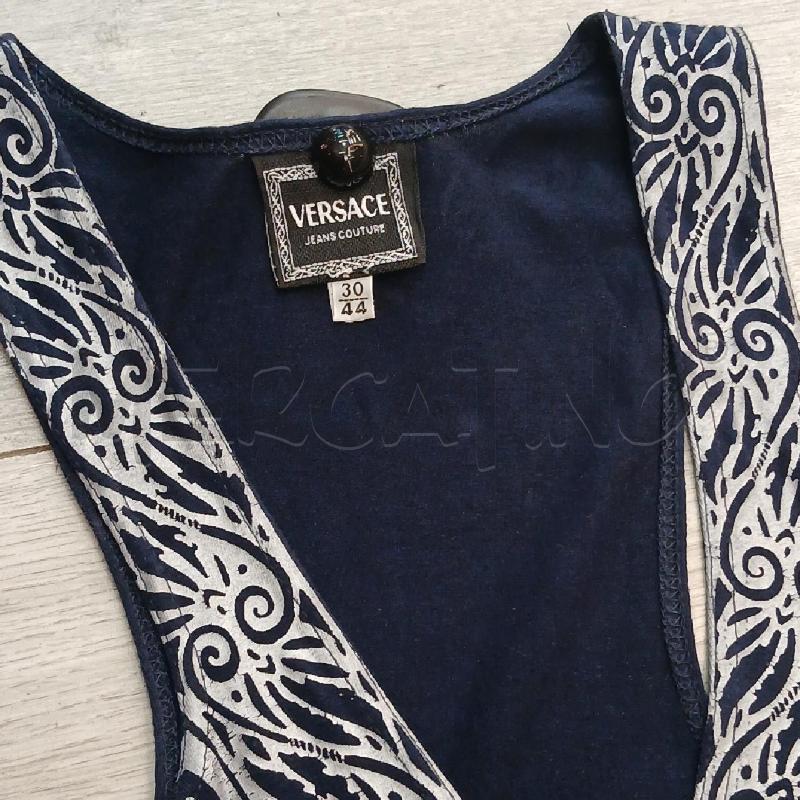 VESTITO DONNA VERSACE BLU SC/FANT GRIGIO | Mercatino dell'Usato Roma garbatella 2