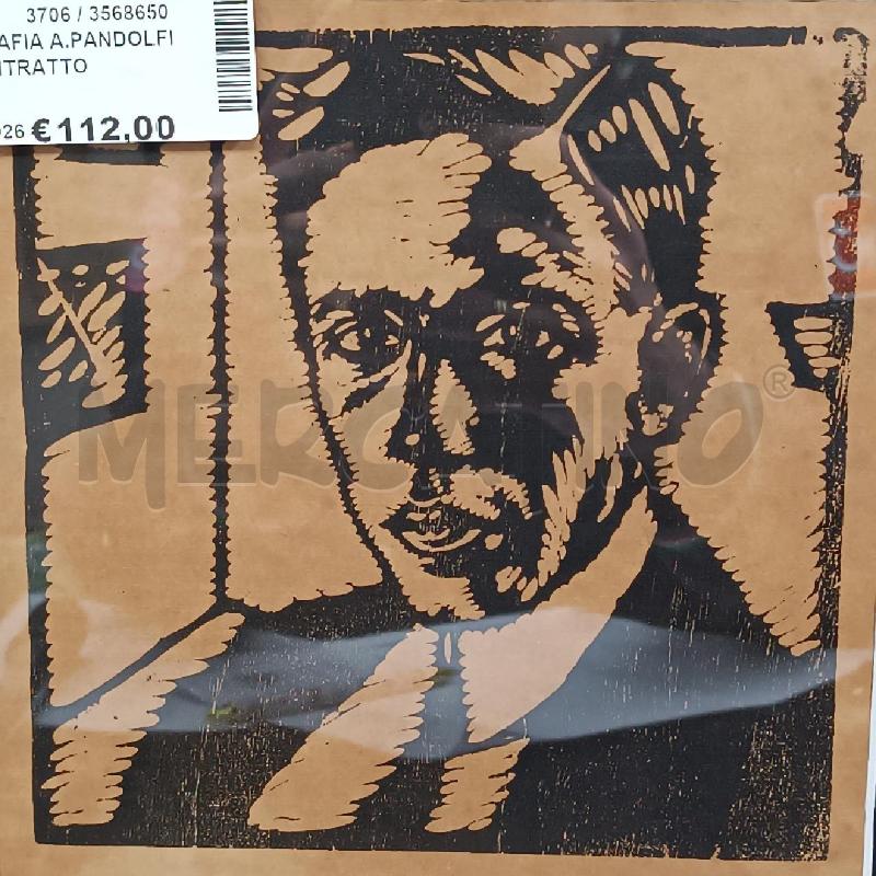 XILOGRAFIA A.PANDOLFI AUTORITRATTO | Mercatino dell'Usato Roma garbatella 2