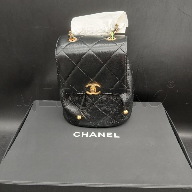 ZAINO D CHANEL DUMA PELLE NERO DET DORATO  | Mercatino dell'Usato Roma garbatella 1
