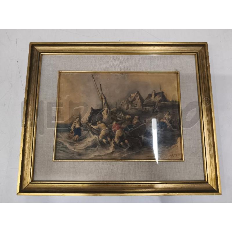ACQUARELLO PESCATORI FIRMA AMATO  | Mercatino dell'Usato Roma gregorio vii 1
