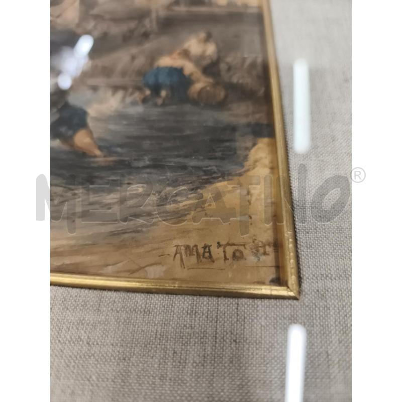 ACQUARELLO PESCATORI FIRMA AMATO  | Mercatino dell'Usato Roma gregorio vii 2