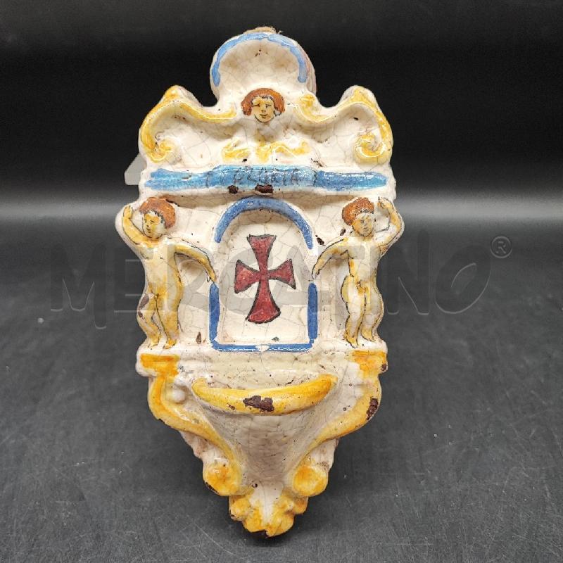 ACQUASANTIERA CERAMICA CROCE ROSSA  | Mercatino dell'Usato Roma gregorio vii 1