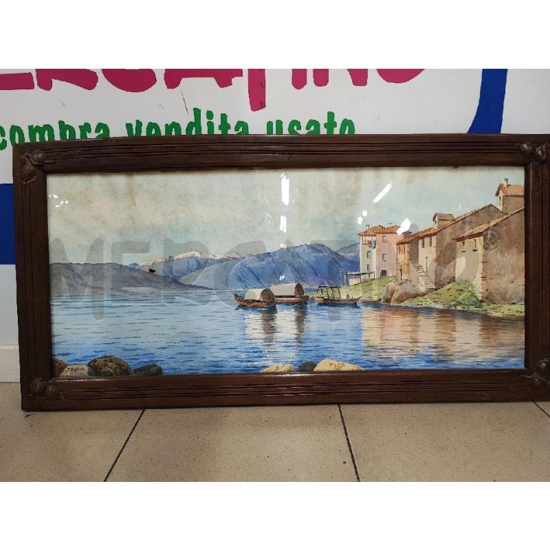 ACQUERELLO RETT PAESAGGIO C LEGNO  | Mercatino dell'Usato Roma gregorio vii 1