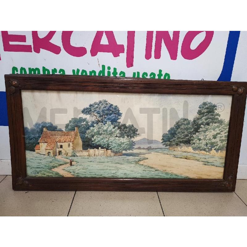 ACQUERELLO RETT PAESAGGIO C LEGNO  | Mercatino dell'Usato Roma gregorio vii 3
