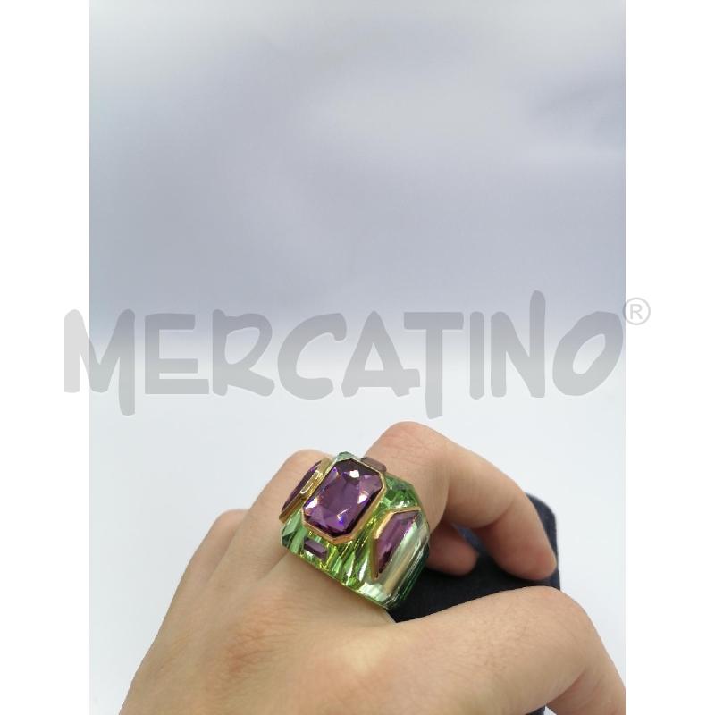 ANELLO DONNA SWAROVSKI LILLA E VERDE | Mercatino dell'Usato Roma gregorio vii 2
