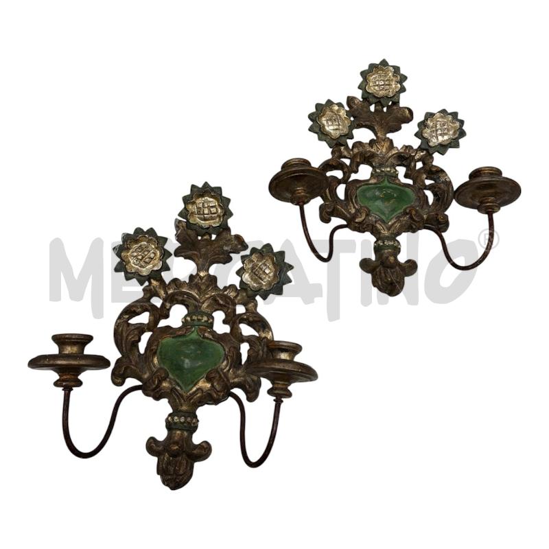 APPLIQUE COPPIA LEGNO VERDE 2 LUCI  | Mercatino dell'Usato Roma gregorio vii 1