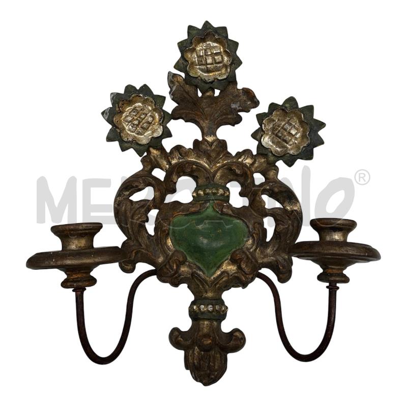 APPLIQUE COPPIA LEGNO VERDE 2 LUCI  | Mercatino dell'Usato Roma gregorio vii 2