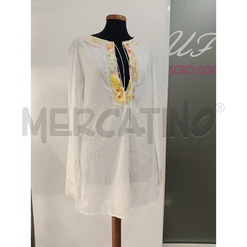 BLUSA DONNA CLASS CAVALLI BIANCO SCOLLO GIALLO ROSA PERLINE | Mercatino dell'Usato Roma gregorio vii 1