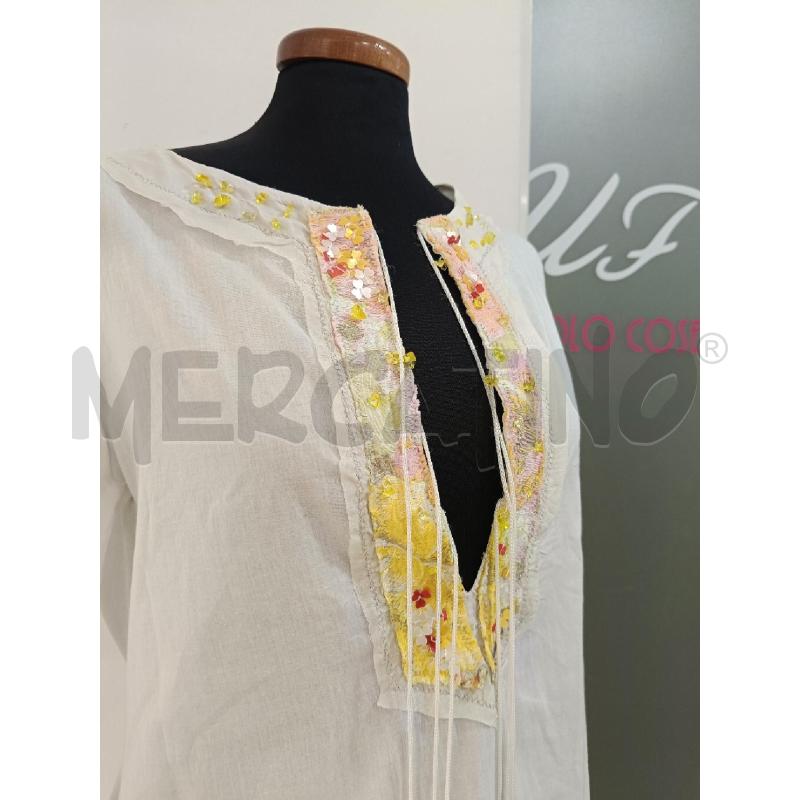 BLUSA DONNA CLASS CAVALLI BIANCO SCOLLO GIALLO ROSA PERLINE | Mercatino dell'Usato Roma gregorio vii 2