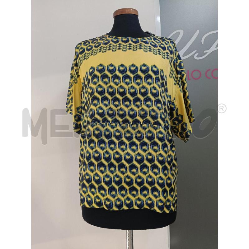 BLUSA DONNA DEREK LAM GIALLA ESAGONI BLU SETA | Mercatino dell'Usato Roma gregorio vii 1