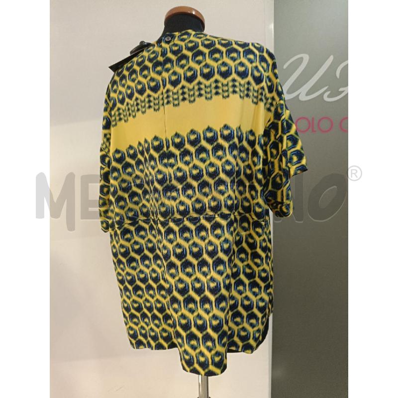 BLUSA DONNA DEREK LAM GIALLA ESAGONI BLU SETA | Mercatino dell'Usato Roma gregorio vii 3