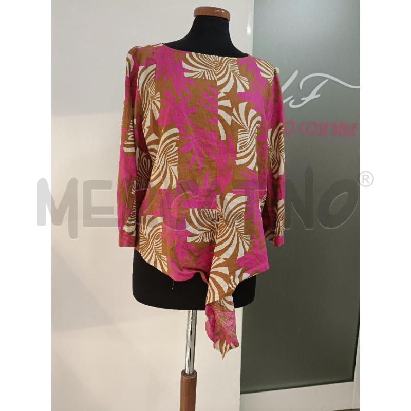 BLUSA DONNA EMMA MARELLA LINO MARRONE FIORI FUCSIA | Mercatino dell'Usato Roma gregorio vii 1