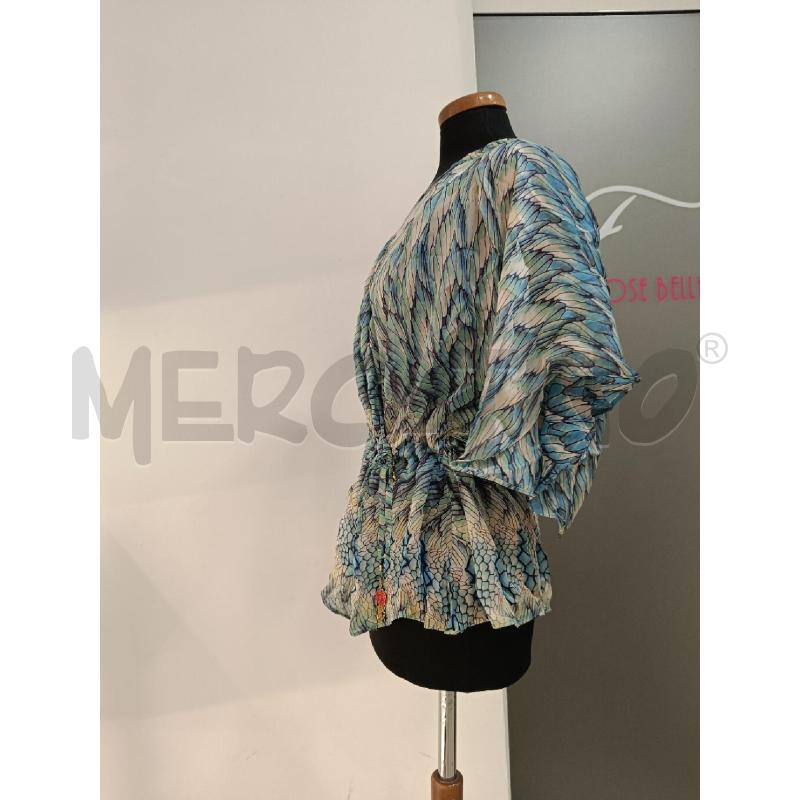 BLUSA DONNA ROBERTO CAVALLI CELESTE SETA FANTASIA | Mercatino dell'Usato Roma gregorio vii 2