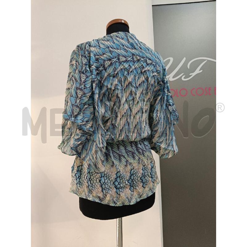 BLUSA DONNA ROBERTO CAVALLI CELESTE SETA FANTASIA | Mercatino dell'Usato Roma gregorio vii 3